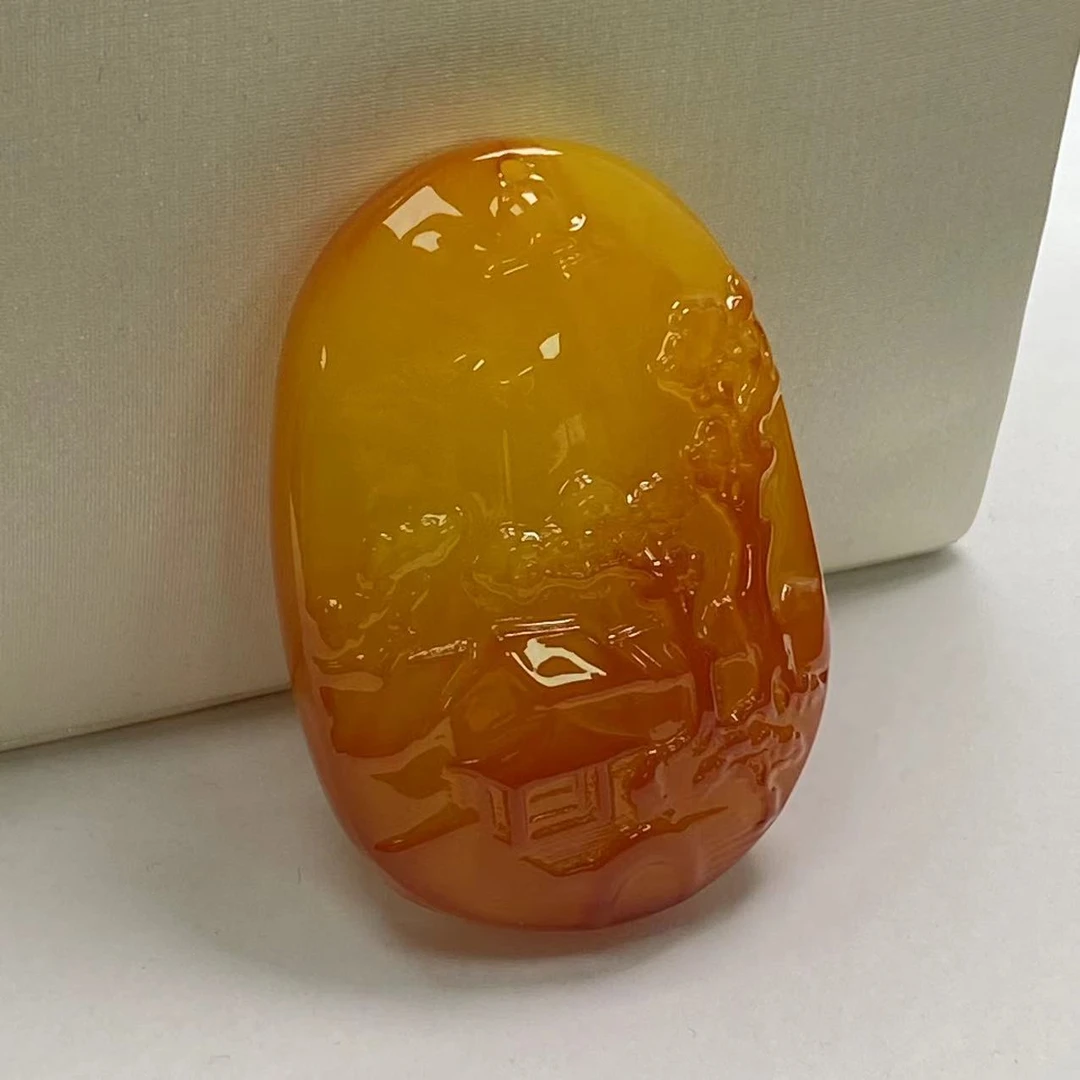 【九矿】红密山水牌时尚吊坠-E306