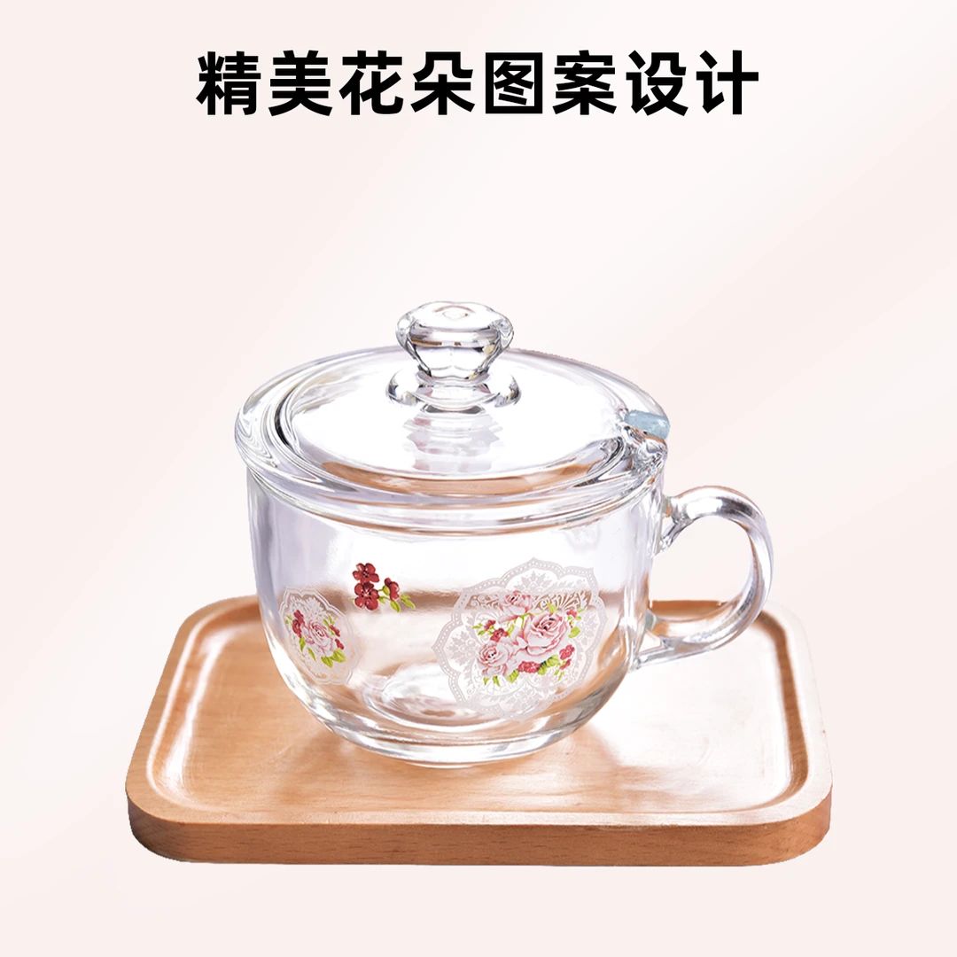 原创蕾丝玻璃杯创意耐热水杯子茶杯咖啡杯早餐杯奶茶牛奶杯玻璃盖