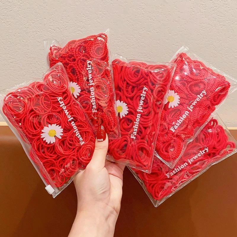 女童红色头绳网红宝宝发绳小女孩彩色不伤发可爱高弹彩色小皮筋