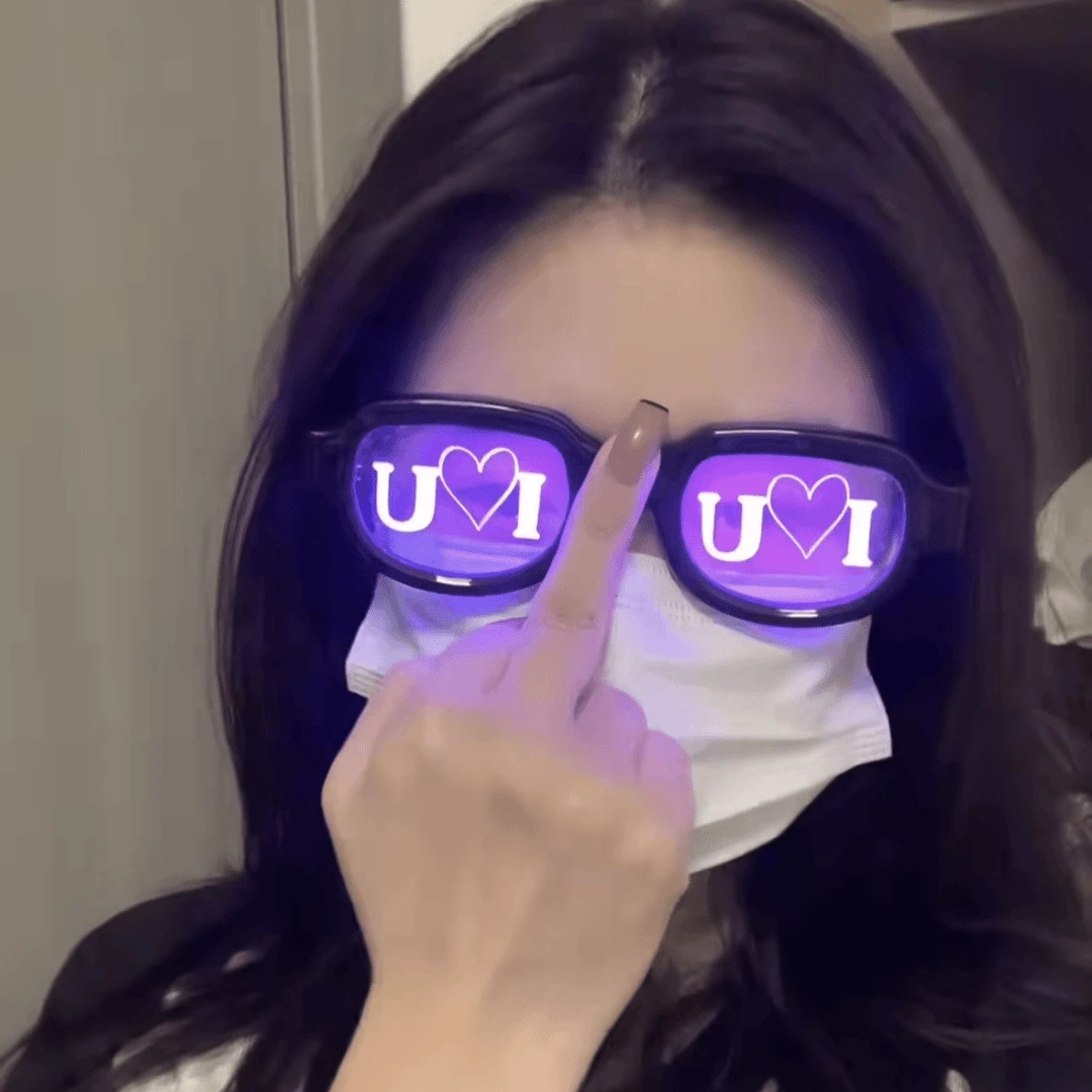 发光眼镜iloveu炫酷七彩控色柯南led红眼特效蹦迪创意眼镜