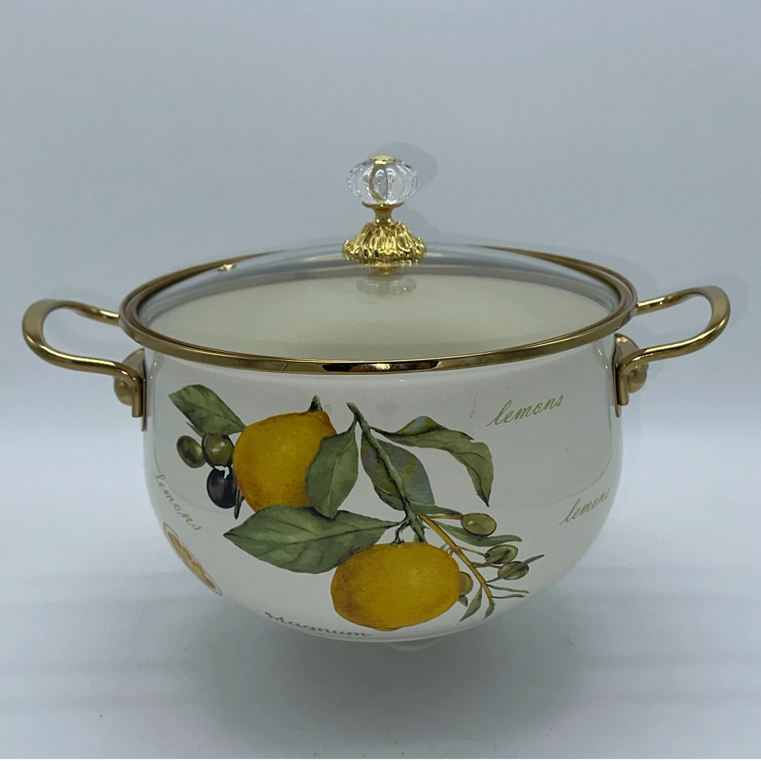 （黄金柠檬）外贸加厚珐琅搪瓷汤锅明火电磁炉电陶炉通用