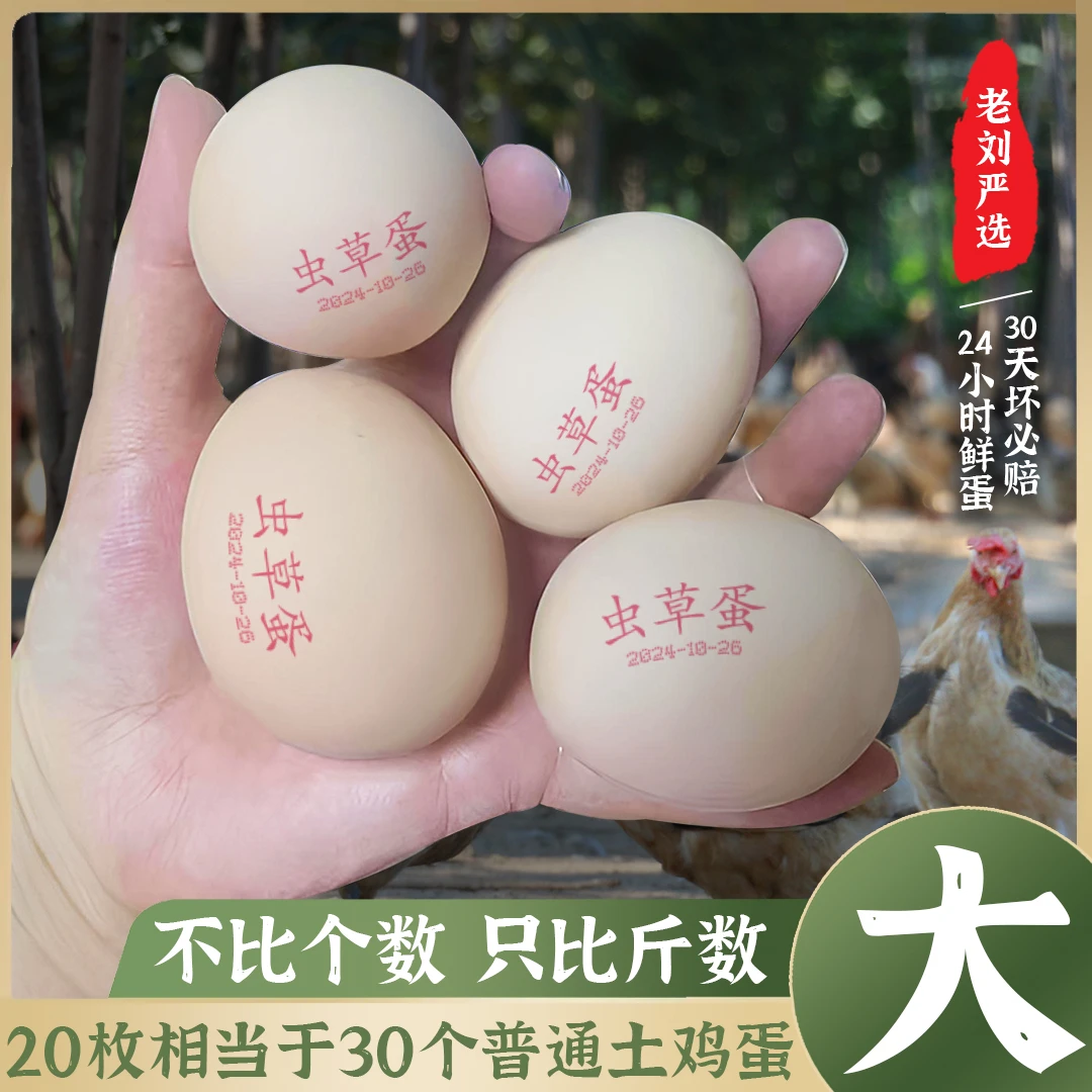 【稀有大蛋】30/40枚均重60g农家高山谷物散养新鲜土鸡蛋20枚虫草蛋