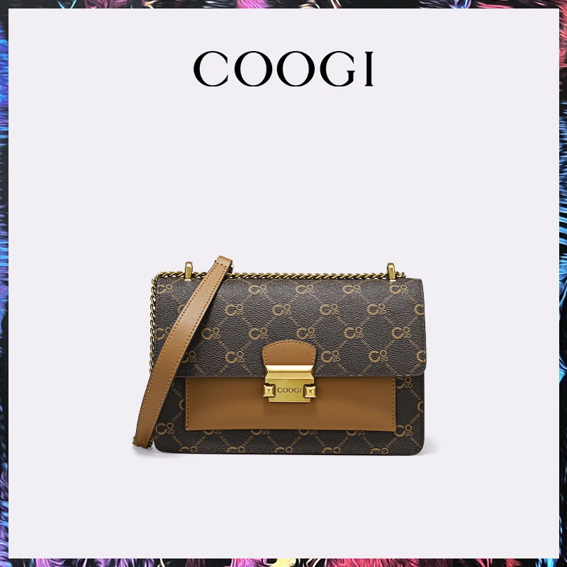 COOGI【品牌专供】新款经典老钱风百搭老花单肩斜挎包送女友礼物