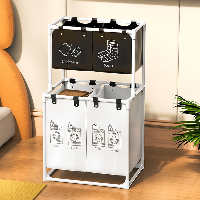 洗衣物收纳分类脏衣蓝双层内衣分类架多层卫生间收纳脏衣篓分类