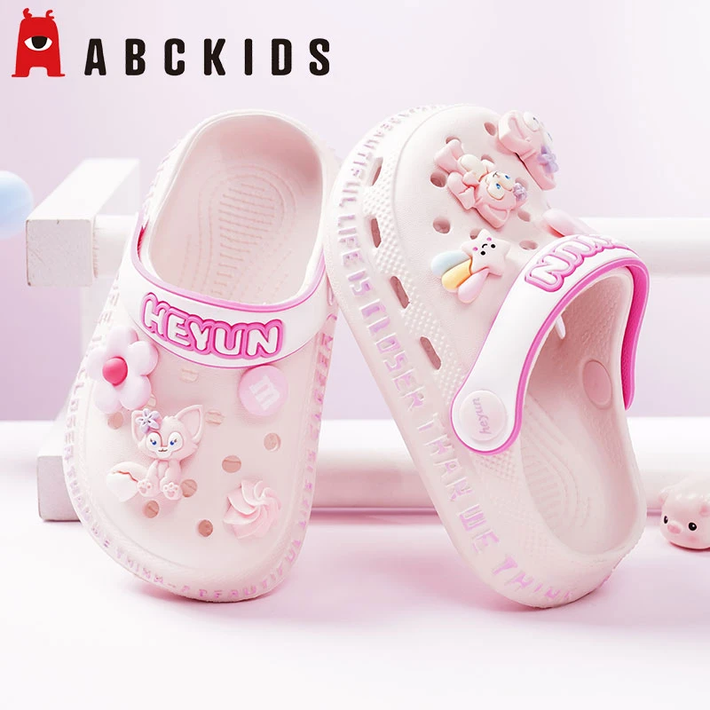 Abckids女童洞洞鞋儿童拖鞋夏季亲子凉拖防滑外穿小童女孩沙滩鞋