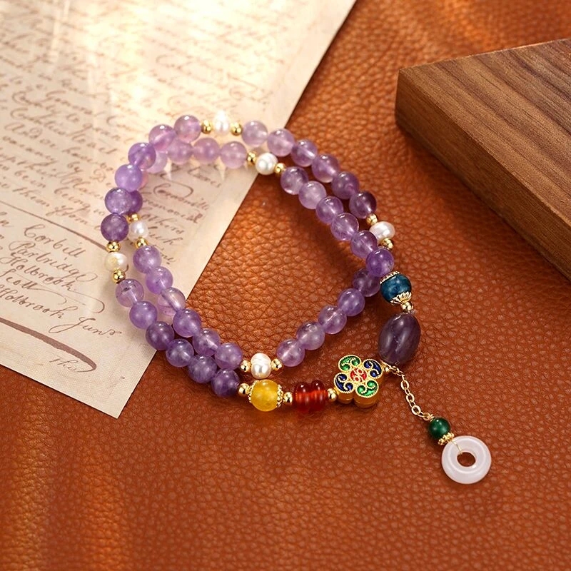 铜合金项链 15 【姹紫嫣红】精致百搭国潮新中式紫色手工项链锁骨链