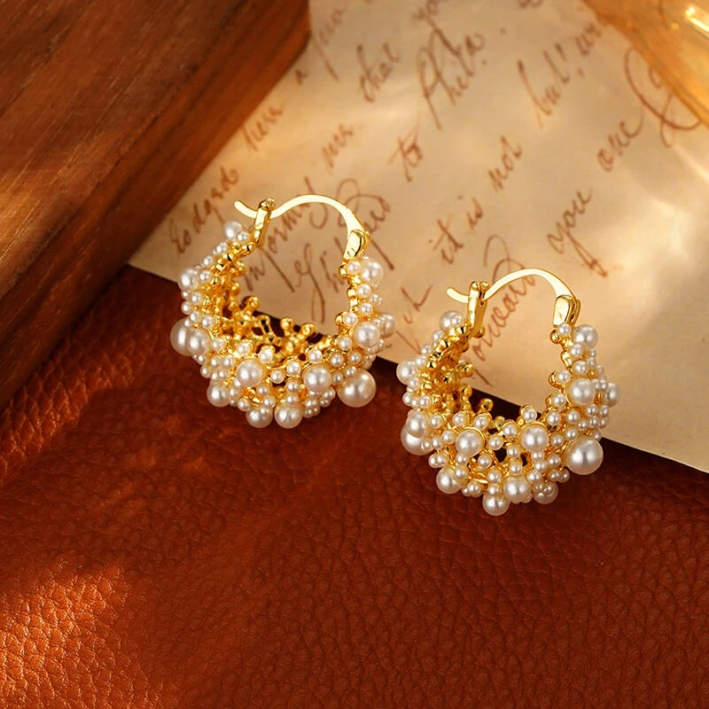 铜合金耳饰 5779【豆蔻年华】时尚韩版优雅ins风法式镂空花篮耳环