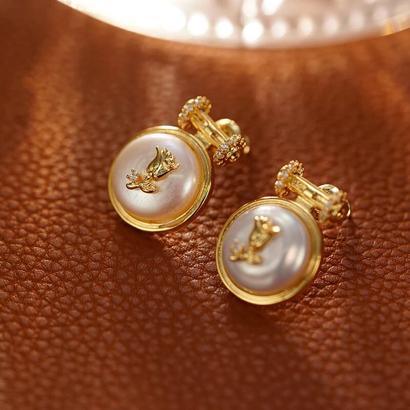 铜合金耳饰 5663 复古巴洛克宫廷风简约法式精致百搭玫瑰花耳钉