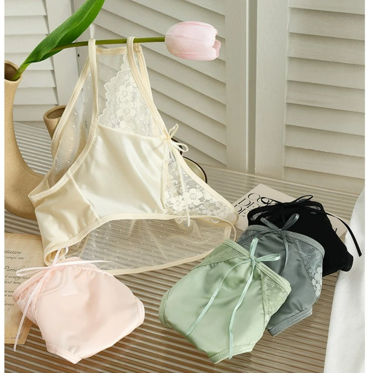 欧美纯欲轻奢三角裤颜值天花板中腰细带波点蕾丝内裤-93735#