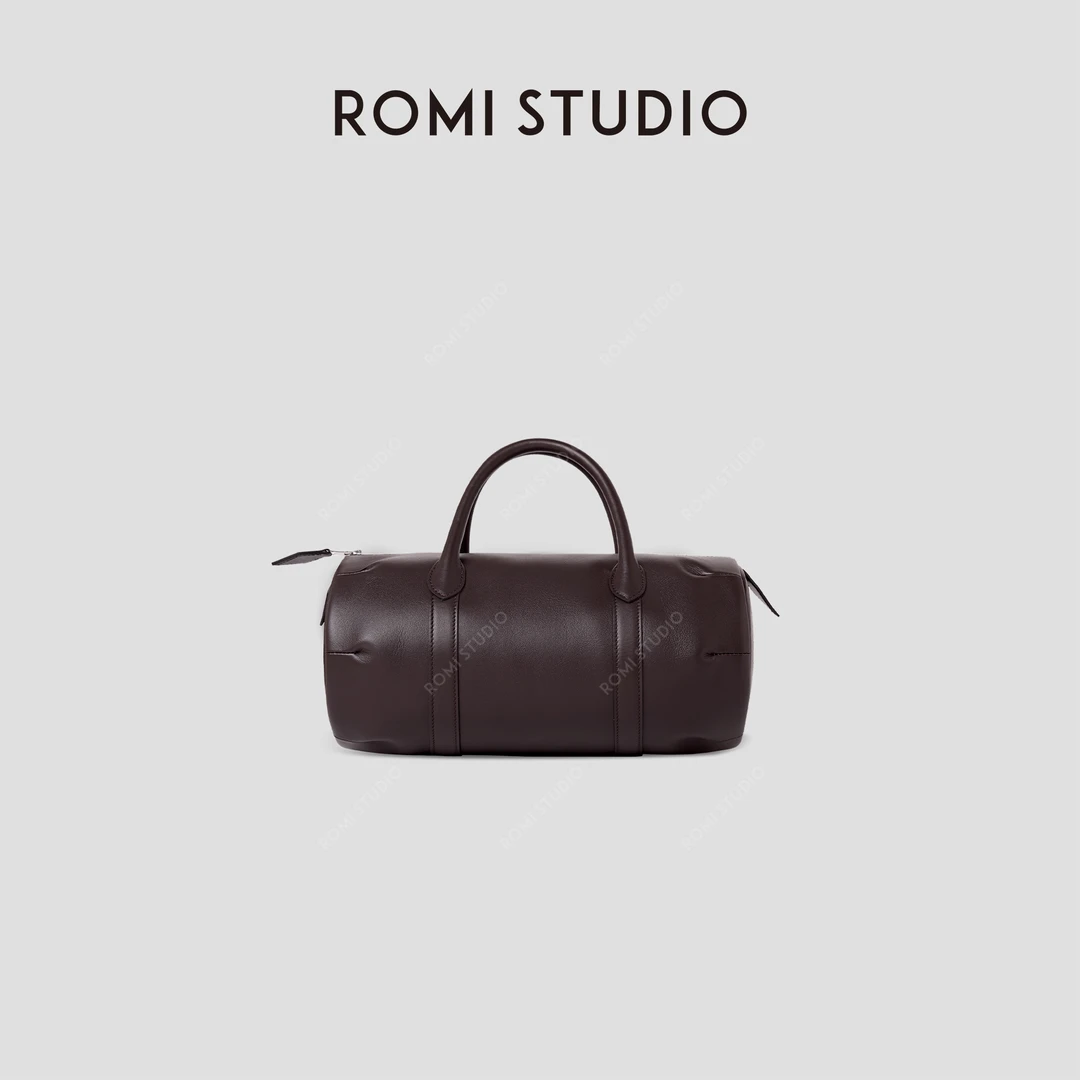 ROMI STUDIO“棕标甄选”进口头层牛皮哑光感大容量手提包 434TS008