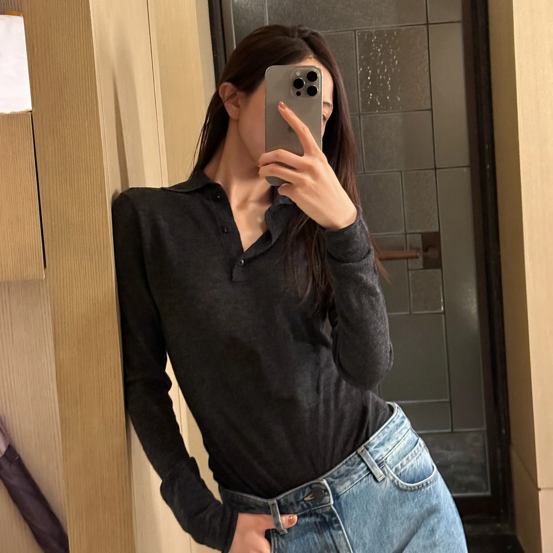 ROMI STUDIO“去繁就简”100%水溶羊毛polo领针织毛衫 RW24AST1116