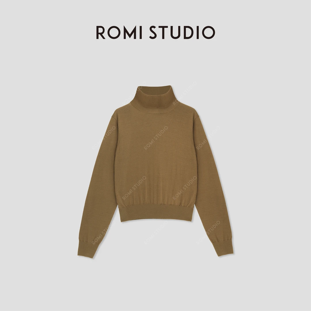 ROMI STUDIO“天鹅颈” 腔调穿搭绵羊毛高领针织毛衣打底衫23AWM499