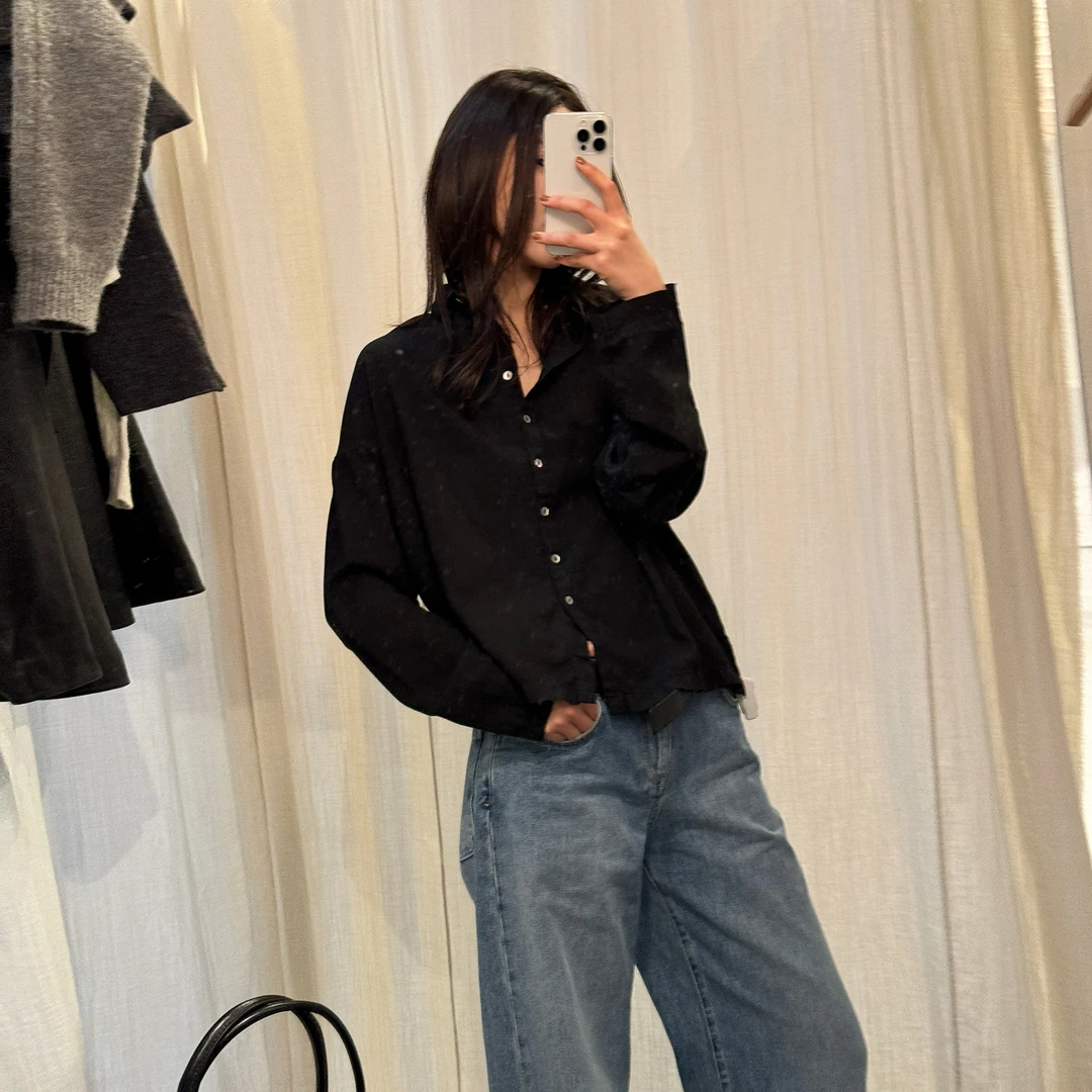 ROMI STUDIO“去繁就简”斜纹砂洗软糯宽松小翻领衬衣RW24LSY0791