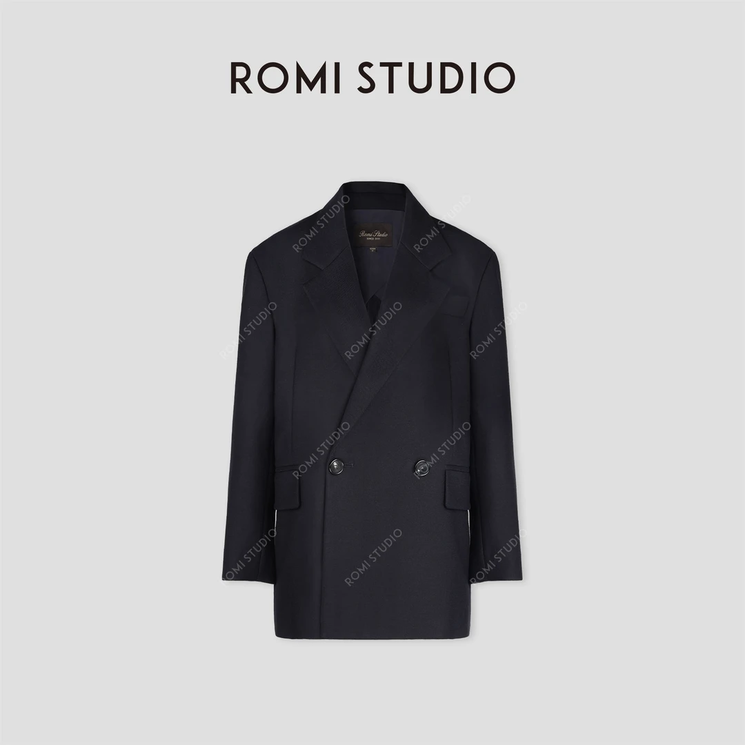 ROMI STUDIO “率性自我” 羊毛混纺肤感廓形H直身西装外套431W8042