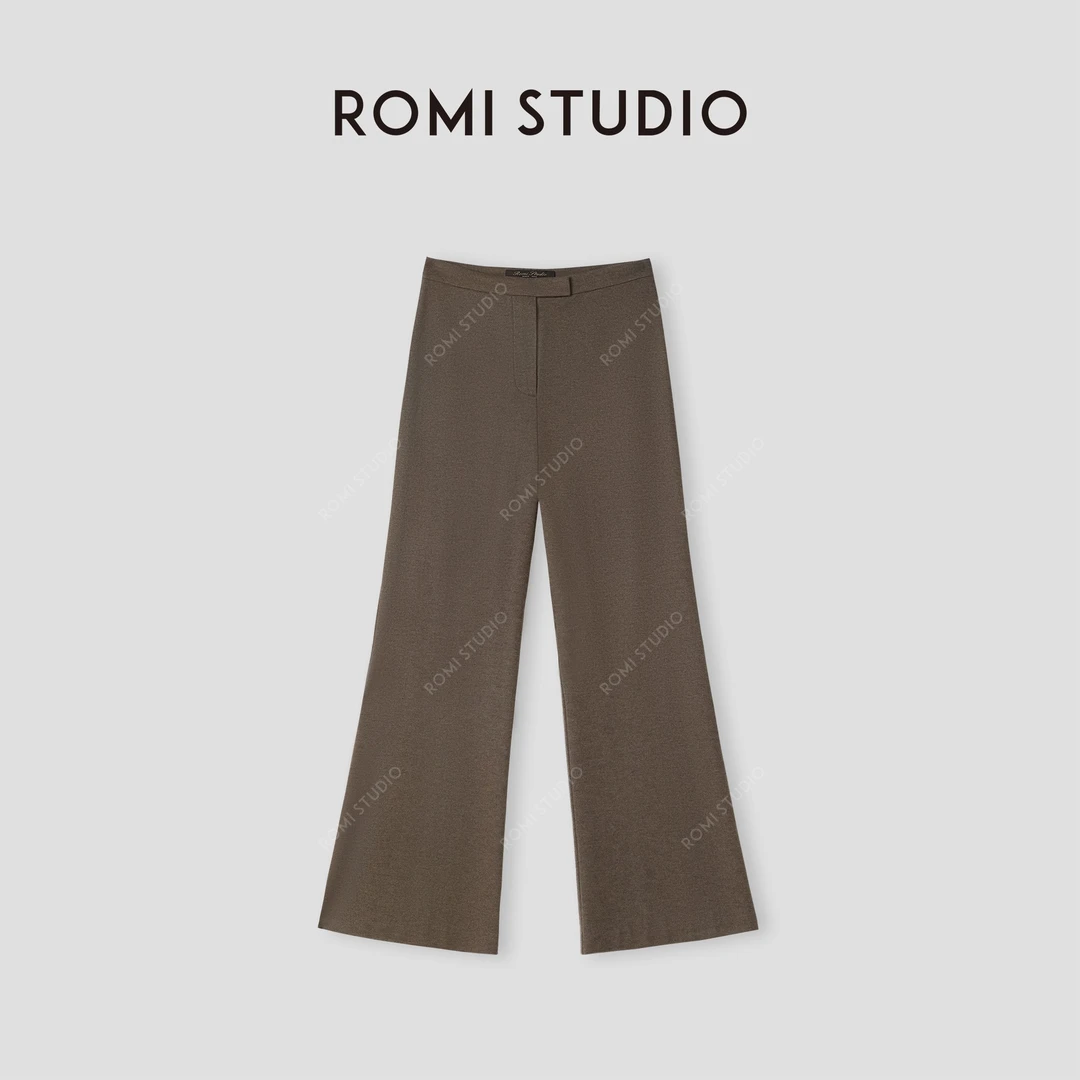 ROMI STUDIO“自我轮廓”定制羊毛混纺软糯高腰微喇休闲裤 431K5080