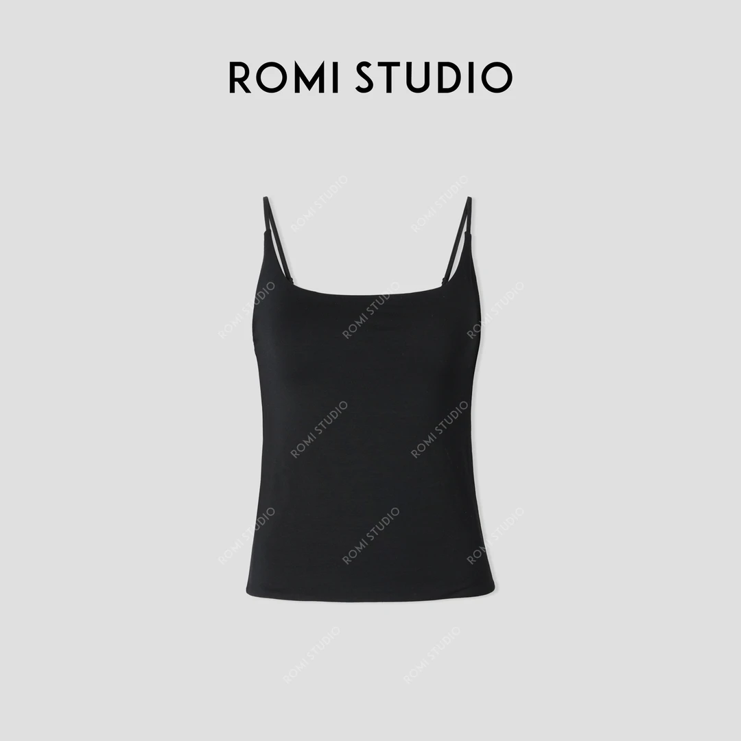 ROMI STUDIO“基础优雅”莫代尔弹力圆领可调节吊带背心 421A2020