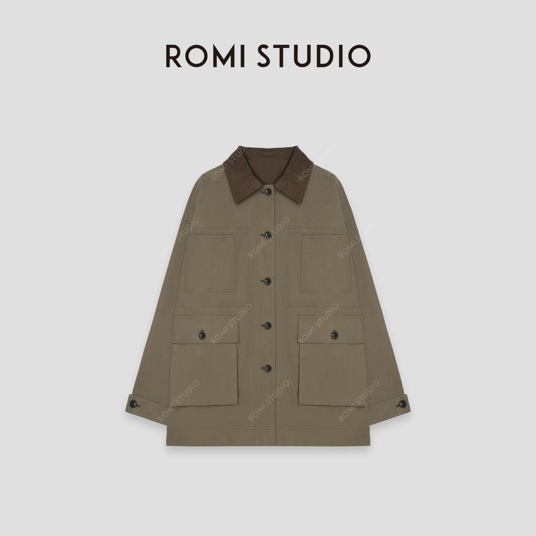 ROMI STUDIO “美式复古” 斜纹棉拼灯芯绒轻酵洗衬衫外套 431WS002