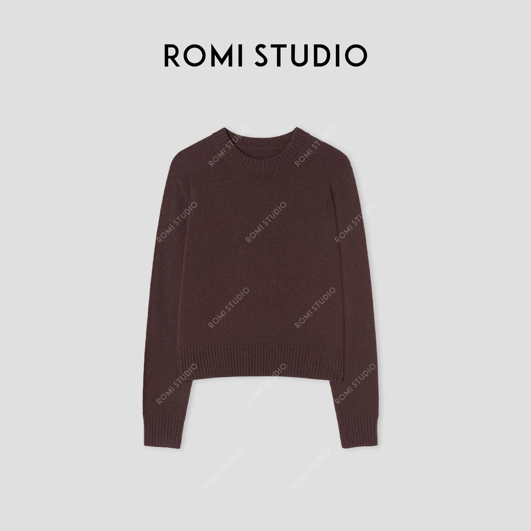 ROMI STUDIO “基础优雅” 7针单边羊毛长袖针织毛衫 432TS131