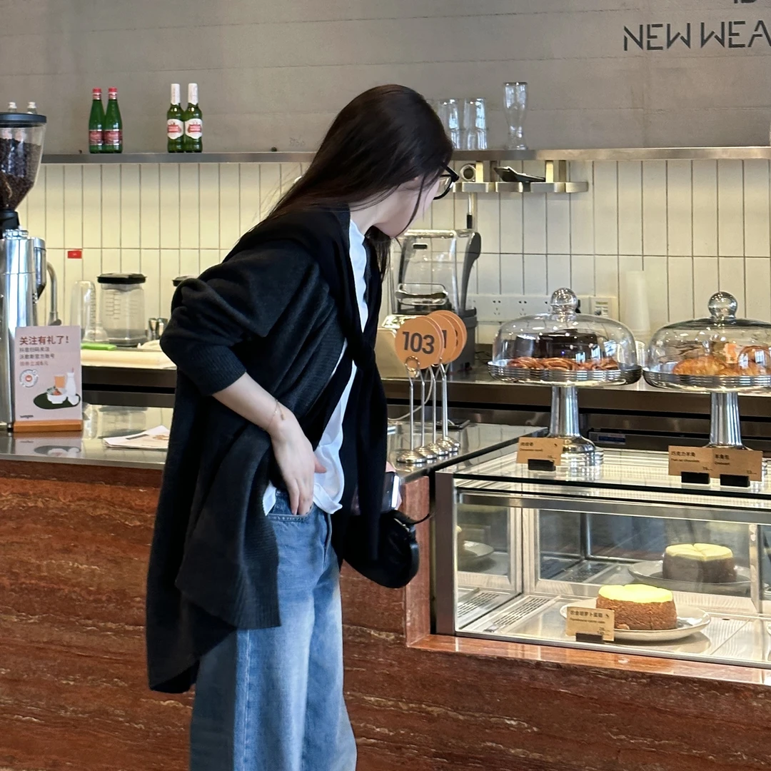 ROMI STUDIO“格雷系列” 百搭时尚绵毛混纺肌理感针织开衫23AWM229