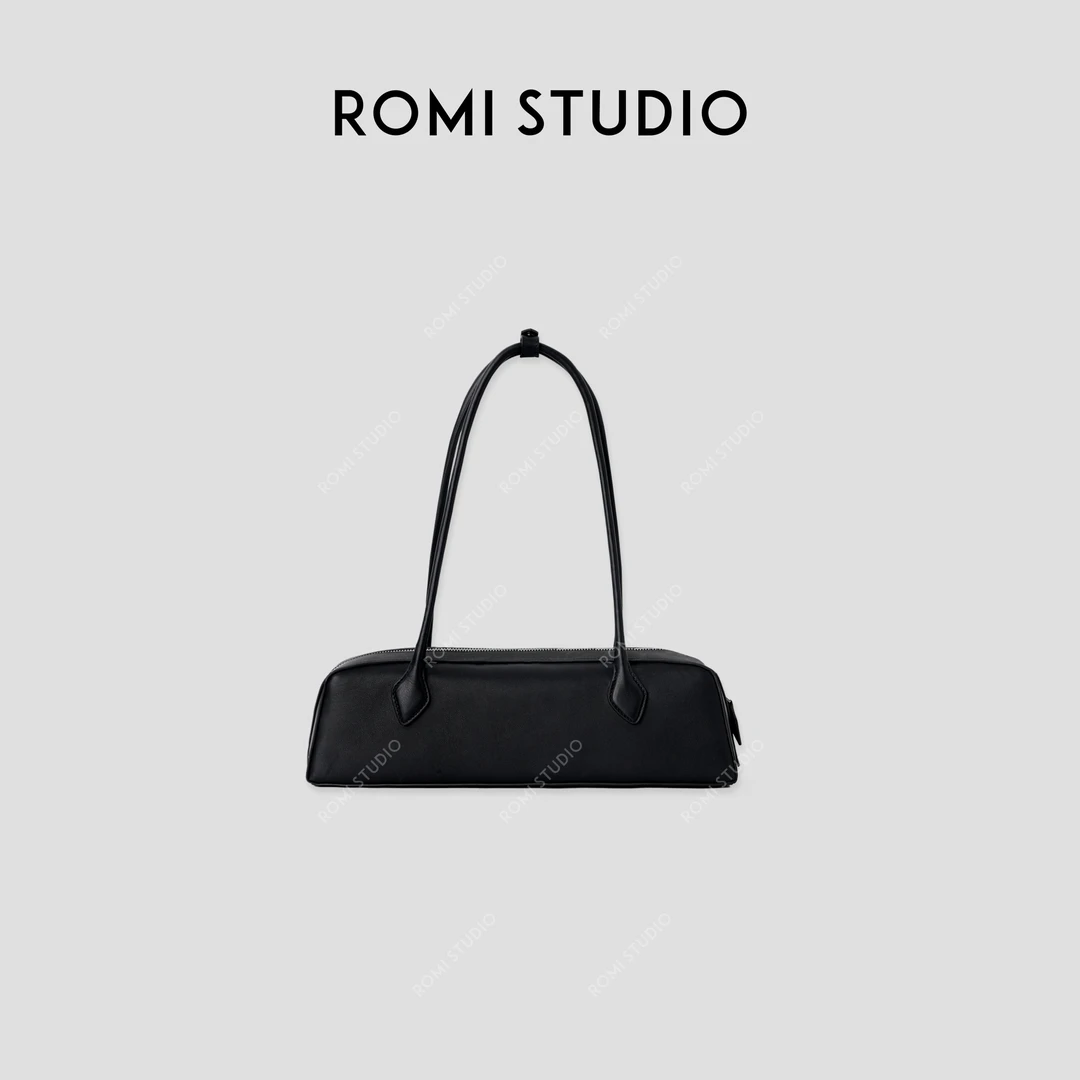 ROMI STUDIO“法式优雅”牛皮哑光感复古百搭单肩法棍包404T4010