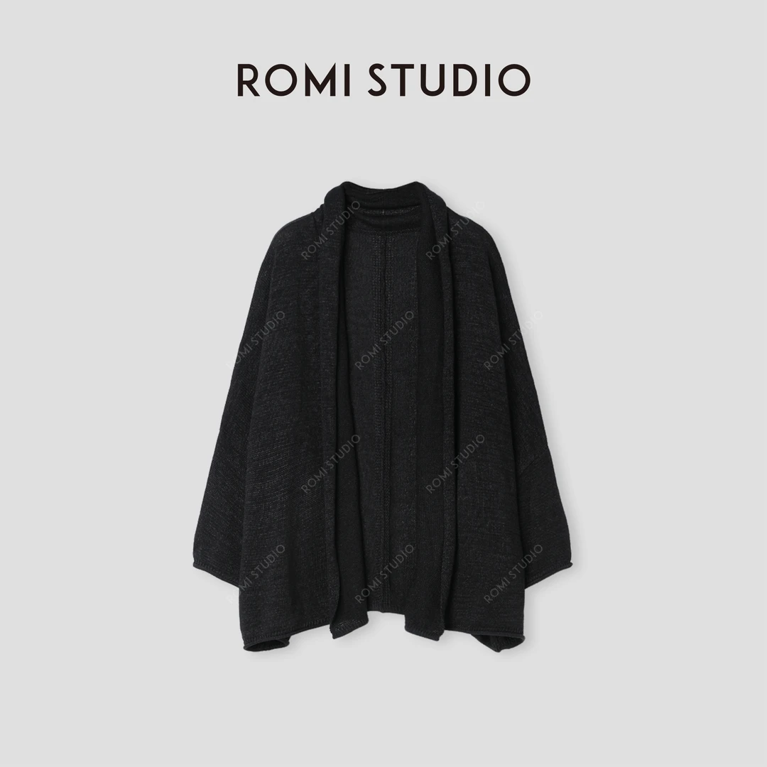 ROMI STUDIO“纵横交织”日本进口桑蚕丝莱赛尔棉混纺开衫 432WS058