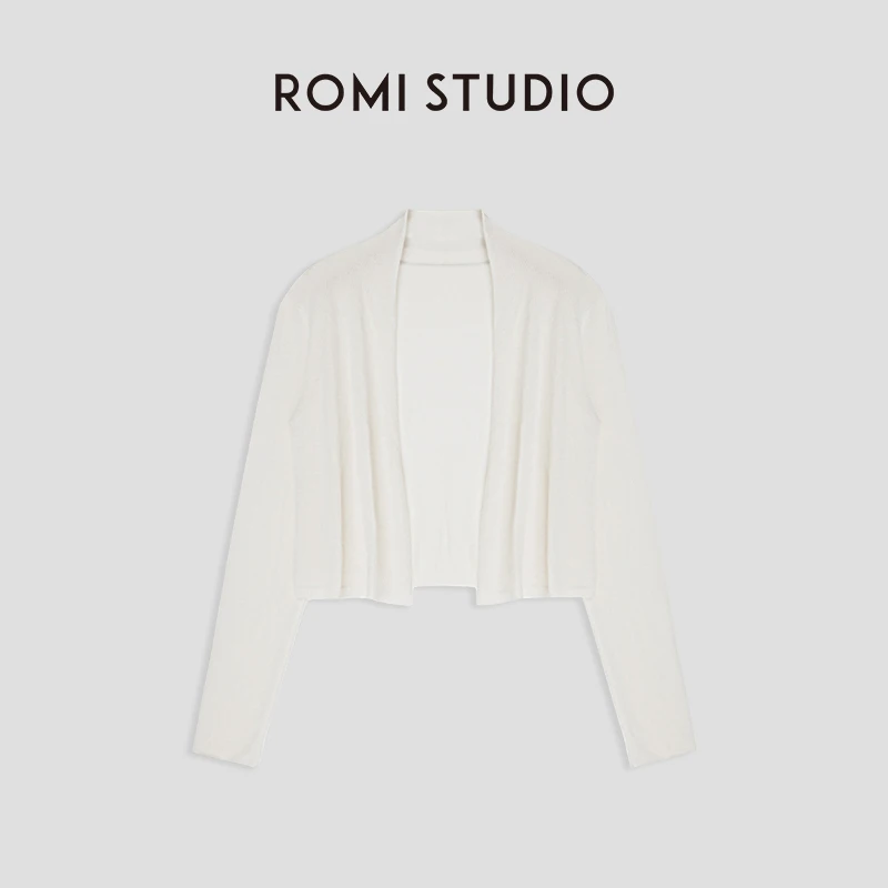 ROMI STUDIO【高品质】气质百搭休闲舒适透气v领长袖纯色开衫 M3512