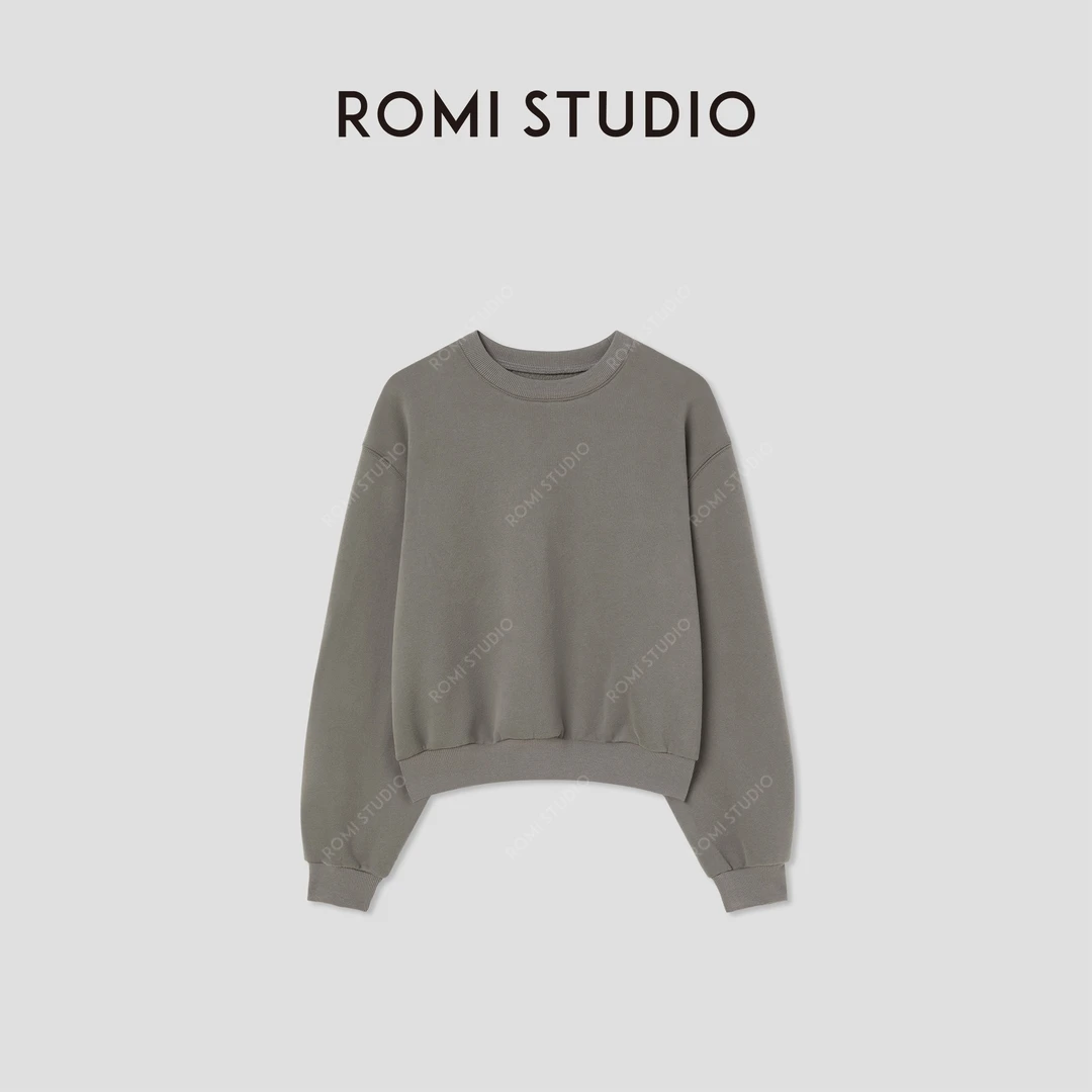 ROMI STUDIO“松弛随性” 内加绒落肩宽松圆领套头卫衣 RW24AS90935