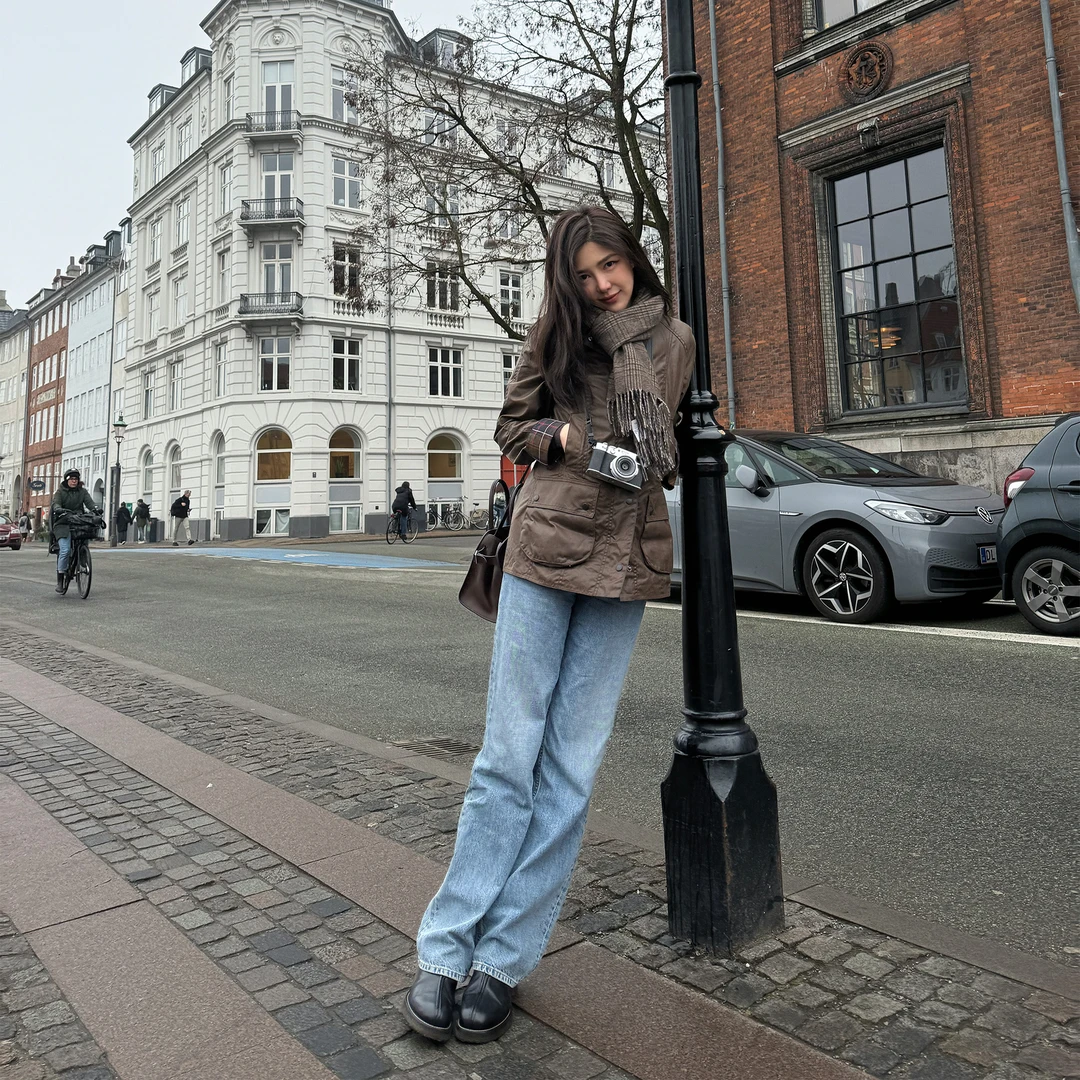 ROMI STUDIO“率性简约”进口油蜡感牛皮拼混种羊皮中筒靴 447D4040