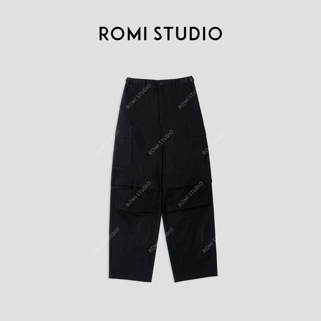 ROMI STUDIO“美式复古” 斜纹棉暗格多口袋工装休闲裤24SSK877
