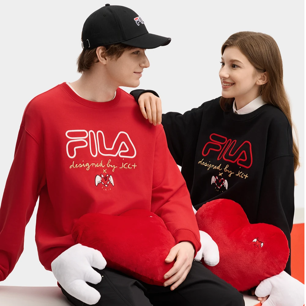 Fila/斐乐CNY【新年限定蛇来运转】冬季情侣款加厚保暖宽松氧气卫衣