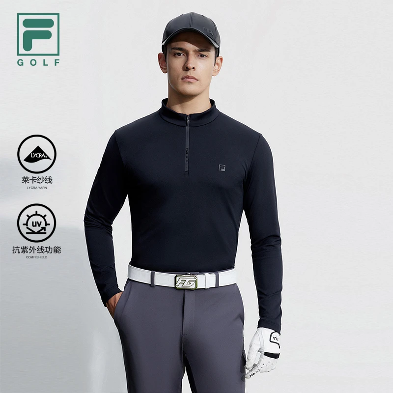 FILA斐乐男装【柔软高弹舒适】冬季高尔夫长袖POLO衫A11M345220F