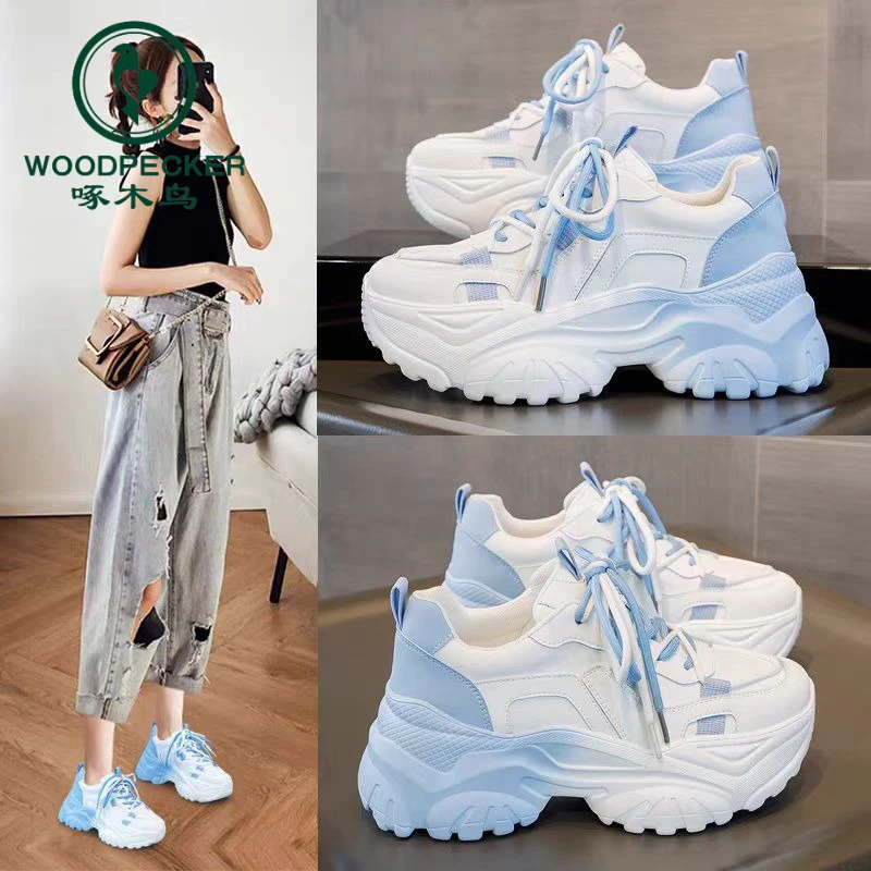 啄木鸟老爹鞋女2025春季新款厚底百搭休闲运动鞋小白增高女鞋爆款