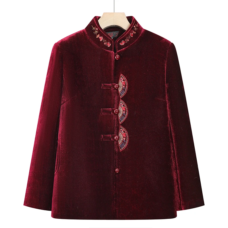 奶奶冬装外套唐装妈妈秋冬上衣老太太衣服加绒加厚外套老太太冬装