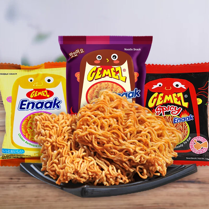 GEMEZ印尼进口小鸡干吃面烧烤火辣烟熏味多口味零食干脆面