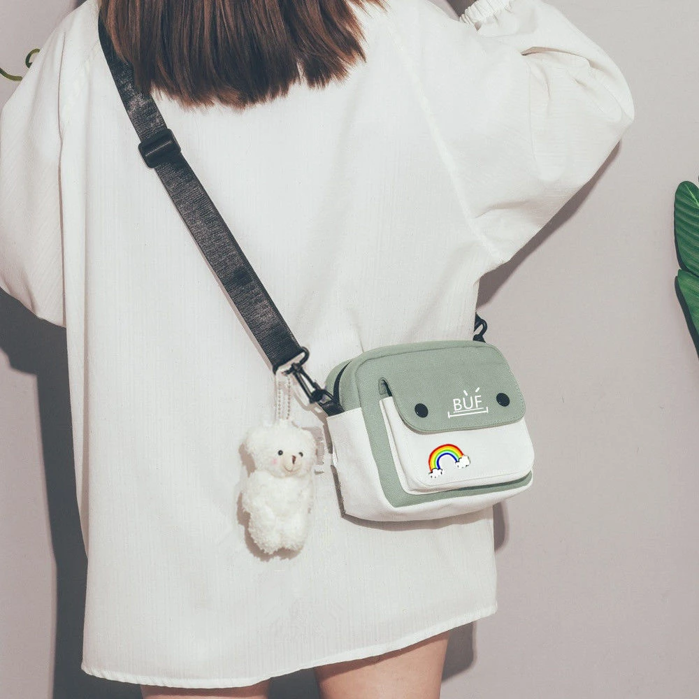 小清新帆布小包包女斜挎新款韩版百搭迷你手机包学生单肩小方包