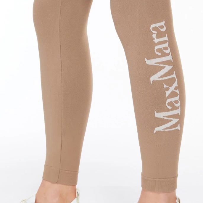 MaxMara 经典驼色侧边字母打底裤
