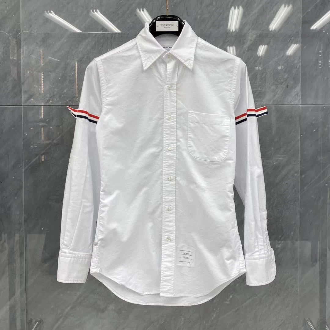 Thom Browne 男女同款白色牛津、府绸袖标衬衫