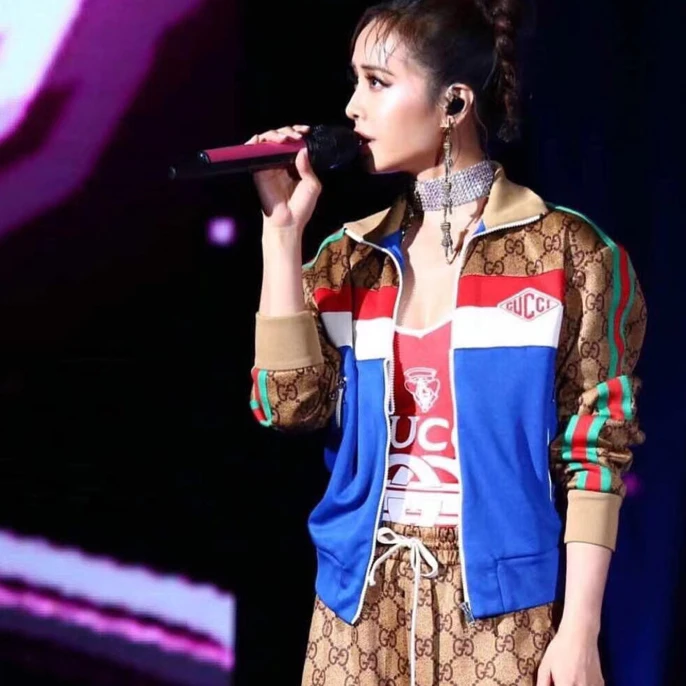 Gucci 经典老花拼色夹克