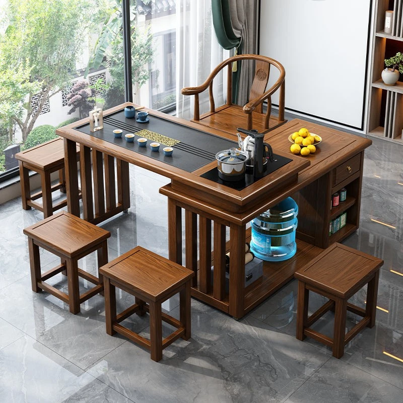 实木阳茶桌一体一整套桌客厅现代小户型泡茶几360度旋转泡茶茶台
