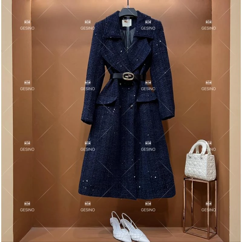 【露】秋冬气质小香风时尚设计师中长款外套 QD-2025230