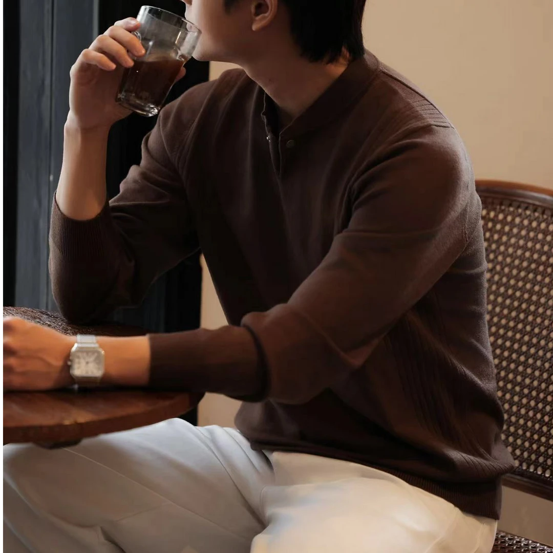 C·D 【24秋冬黑标系列】亨利领 14针 特定纹理纱线针织毛衣