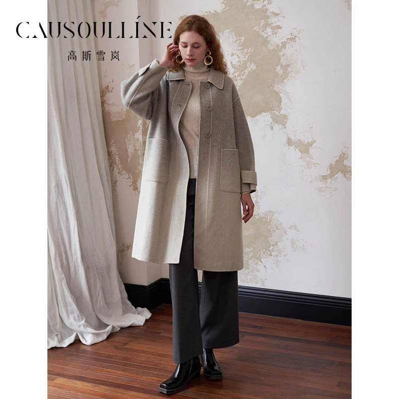 高斯雪岚【大衣特惠】中长款大衣简约外套女24416637