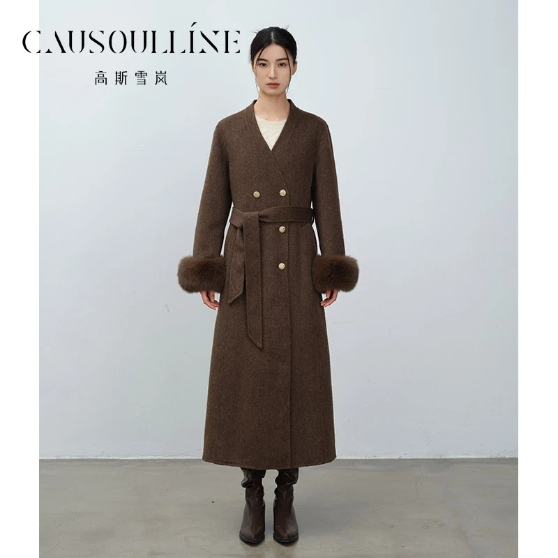 高斯雪岚【国庆特惠】中长款大衣简约毛呢外套24416617