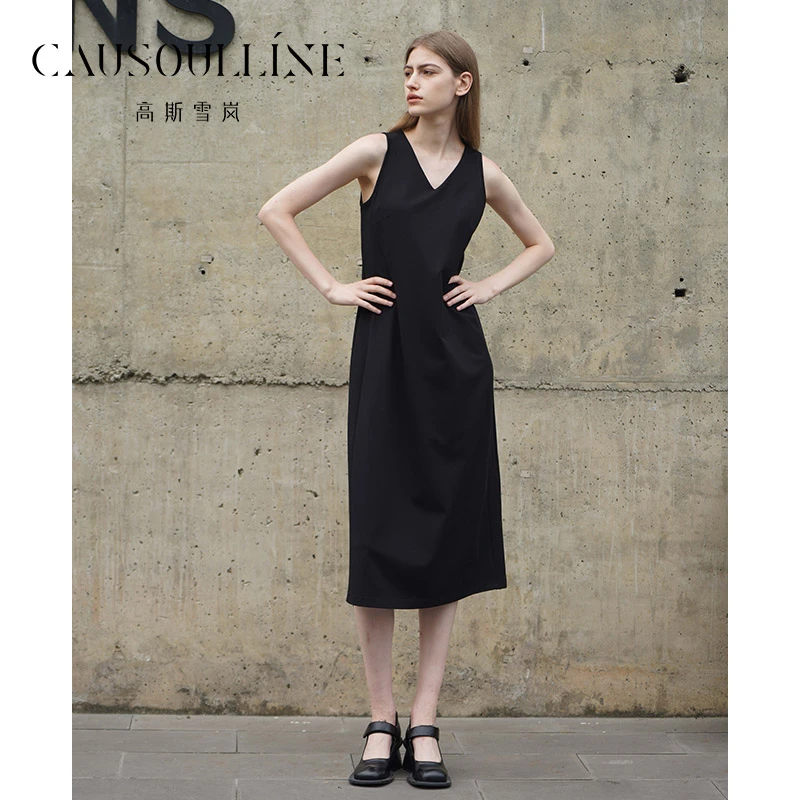 高斯雪岚【秋装活动】时尚气质无袖收腰女装修身连衣裙24319176