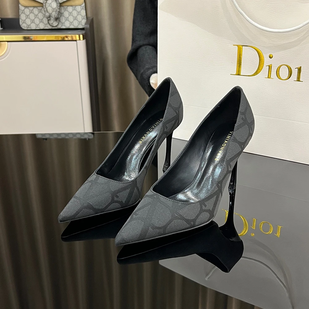 【甘师傅匠心之作】真皮高跟鞋女细跟不累脚尖头黑色气质名媛单鞋