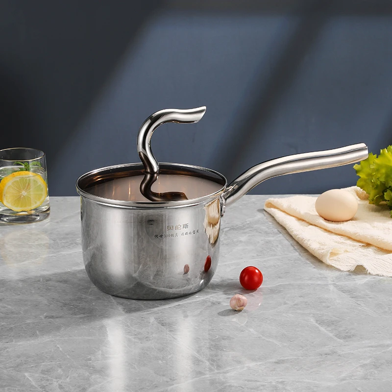 贝伦斯304传世奶锅不锈钢无涂层三层加厚辅食锅燃气灶蒸煮多层