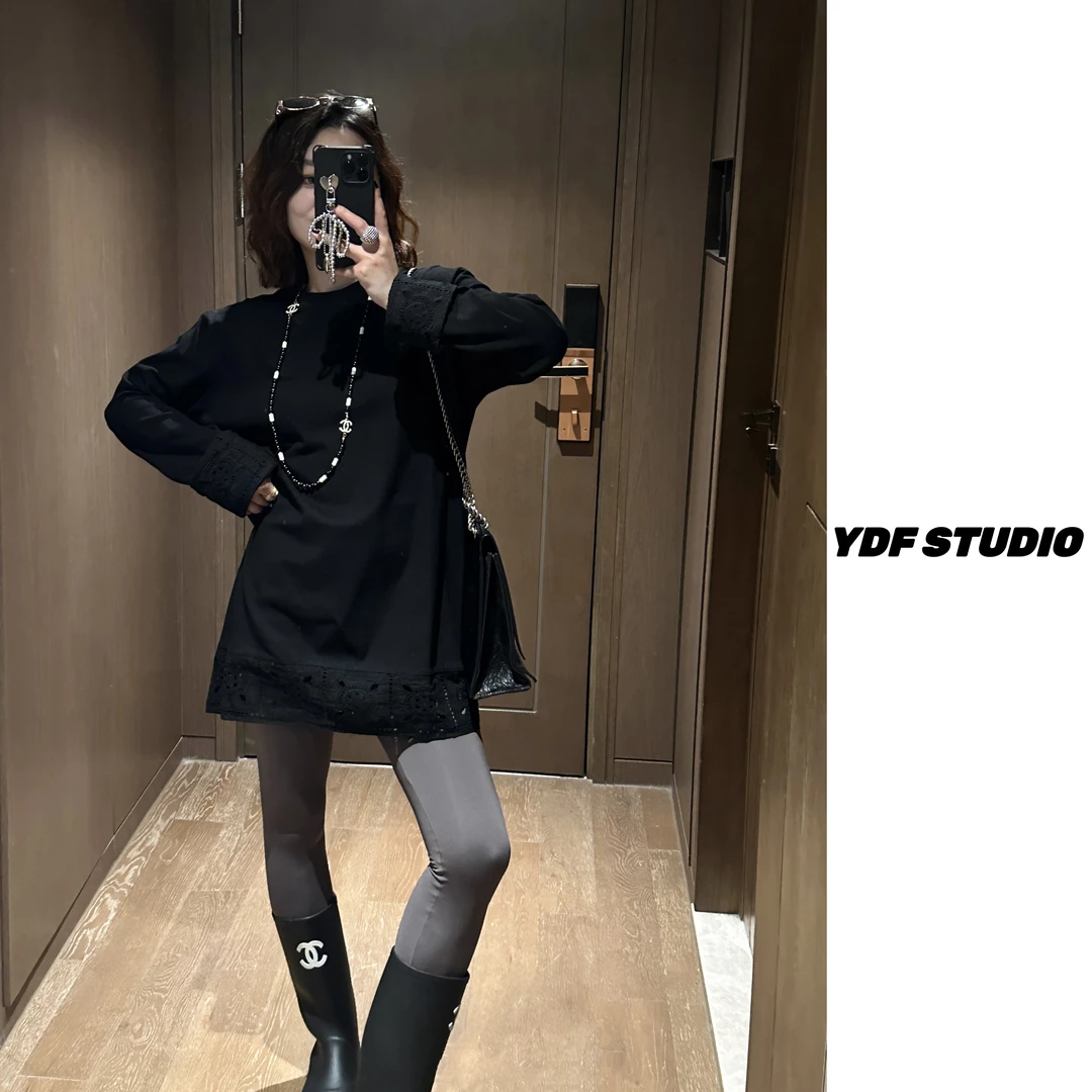 YDFSTUDIO小众【拼接内搭】欧货高品花边拼接简约时尚百搭万能T恤