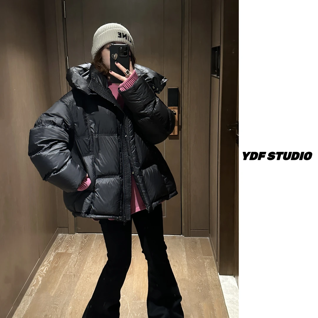 YDFSTUDIO小众【芬兰漫雪】欧货高品90白鸭绒超轻保暖连帽羽绒服女
