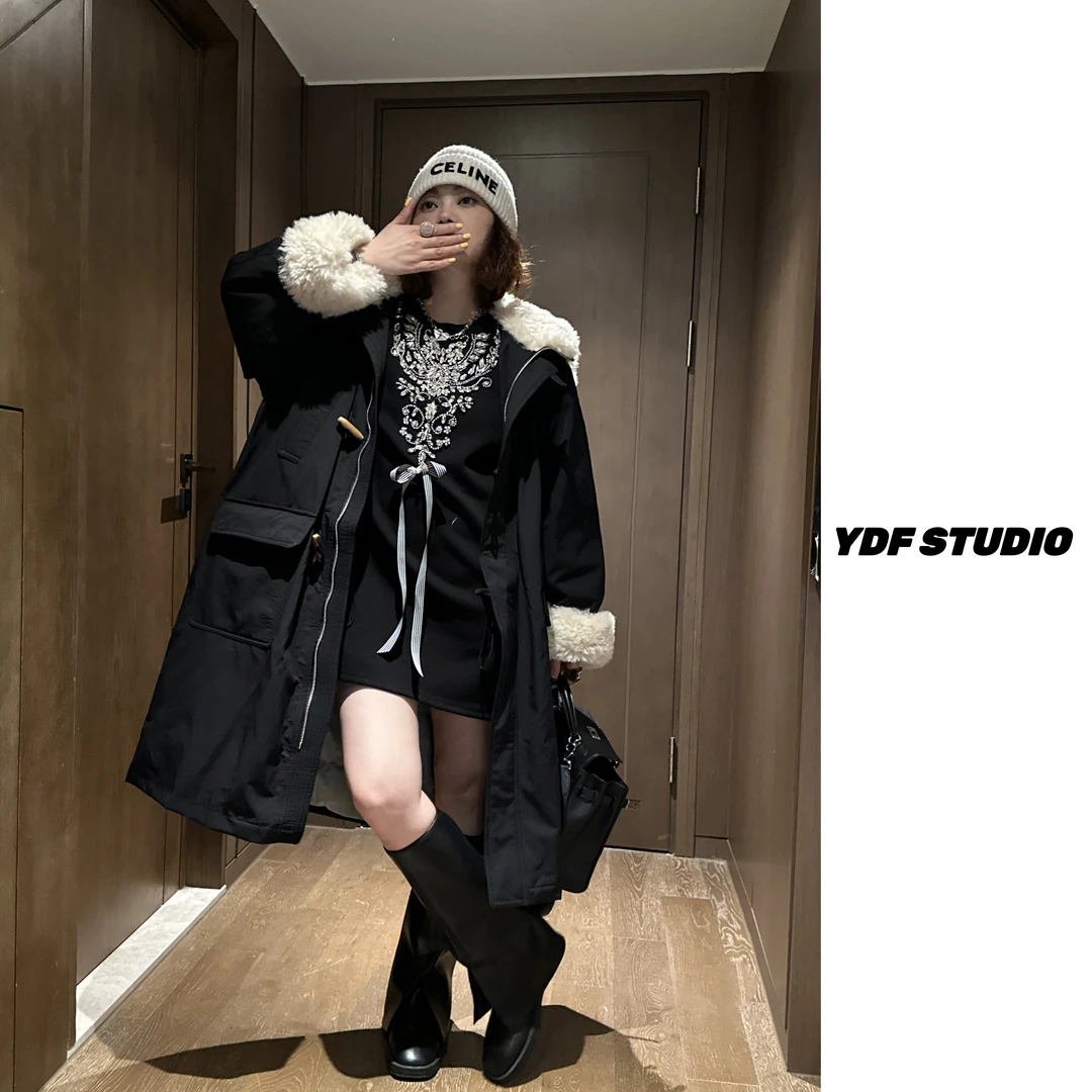 YDFSTUDIO小众【隐形翅膀】欧货高品拉链帽设计时尚百搭宽松羽绒服