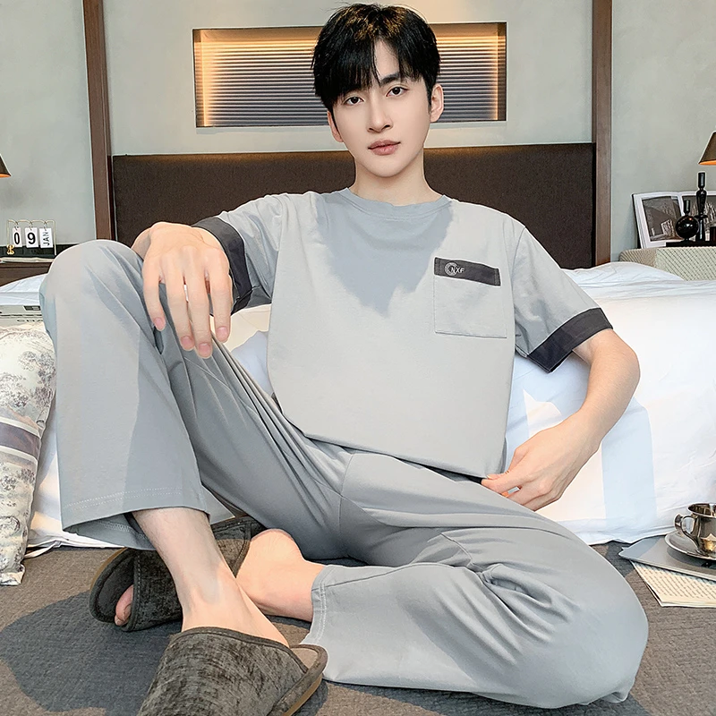 睡衣男夏季2024新款莫代尔棉短袖长裤家居服男款夏天薄款大码套装